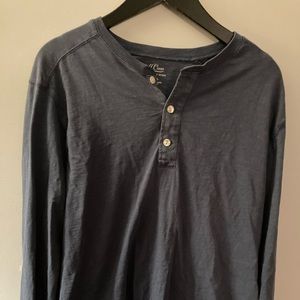 J. Crew Blue Henley Long Sleeve T-Shirt